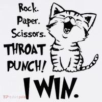 Cat Rock Paper Scissors Throat Punch I Win Long Sleeve Shirt thumb 2