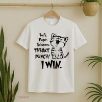 Cat Rock Paper Scissors Throat Punch I Win T-Shirt thumb 2