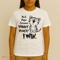 Cat Rock Paper Scissors Throat Punch I Win T-Shirt thumb 4