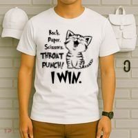 Cat Rock Paper Scissors Throat Punch I Win T-Shirt thumb 6