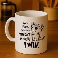 Cat Rock Paper Scissors Throat Punch I Win Coffee Mug thumb 4