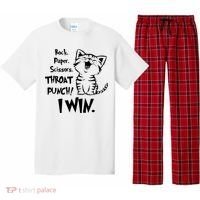 Cat Rock Paper Scissors Throat Punch I Win Pajama Set thumb 0