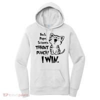 Cat Rock Paper Scissors Throat Punch I Win Women's Hoodie thumb 0