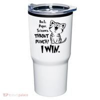 Cat Rock Paper Scissors Throat Punch I Win Tumbler thumb 0