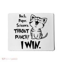 Cat Rock Paper Scissors Throat Punch I Win Mousepad thumb 0