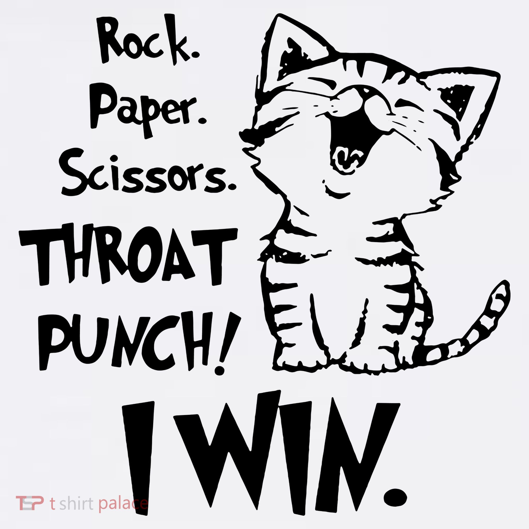 Cat Rock Paper Scissors Throat Punch I Win Women's Tank Top
