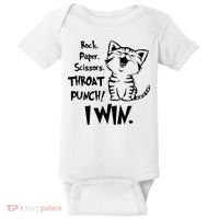 Cat Rock Paper Scissors Throat Punch I Win Baby Bodysuit thumb 0