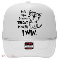 Cat Rock Paper Scissors Throat Punch I Win Hat thumb 0