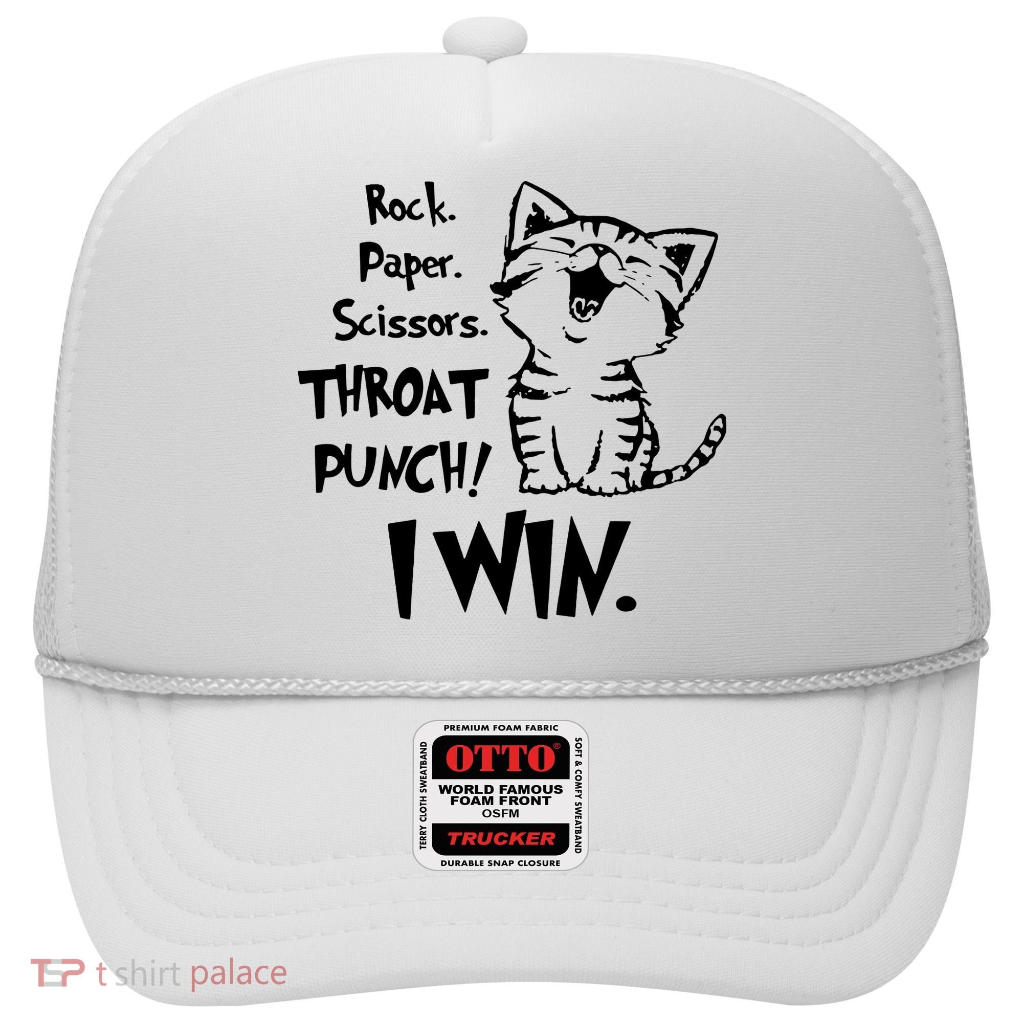 Cat Rock Paper Scissors Throat Punch I Win Hat