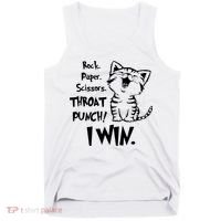 Cat Rock Paper Scissors Throat Punch I Win Tank Top thumb 0