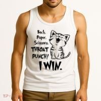 Cat Rock Paper Scissors Throat Punch I Win Tank Top thumb 3