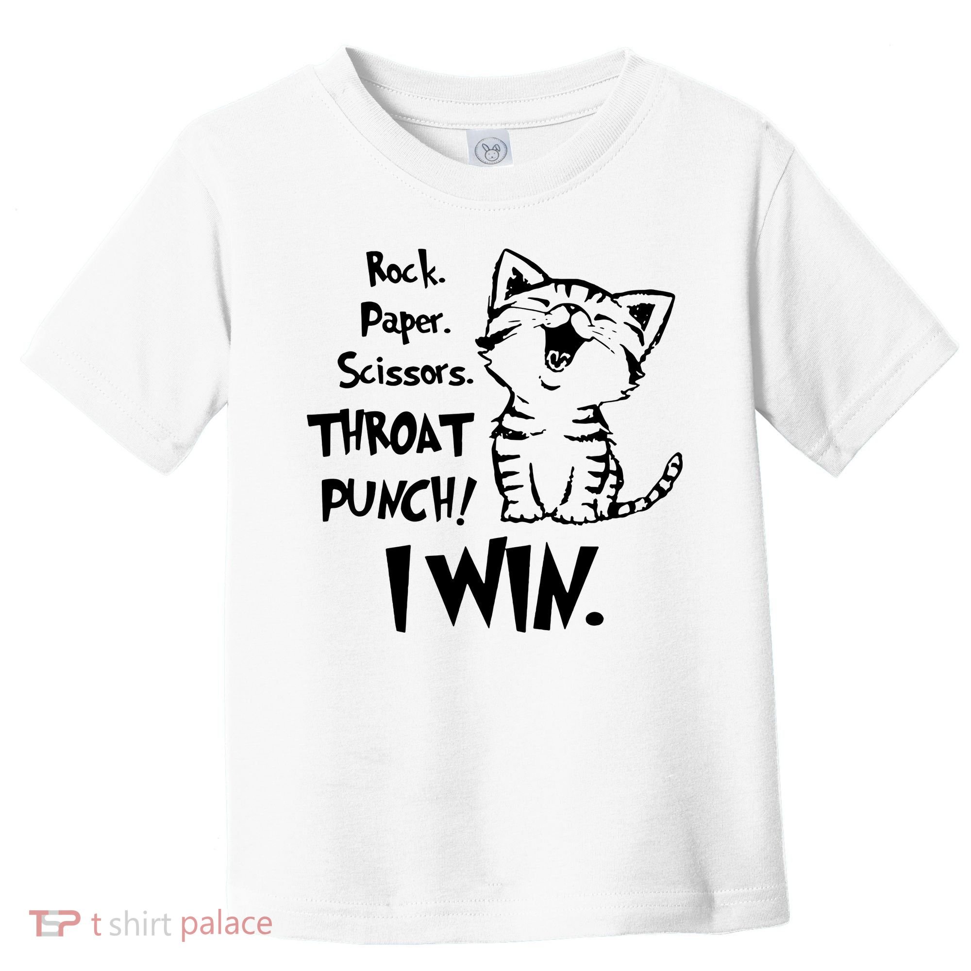 Cat Rock Paper Scissors Throat Punch I Win Toddler T-Shirt