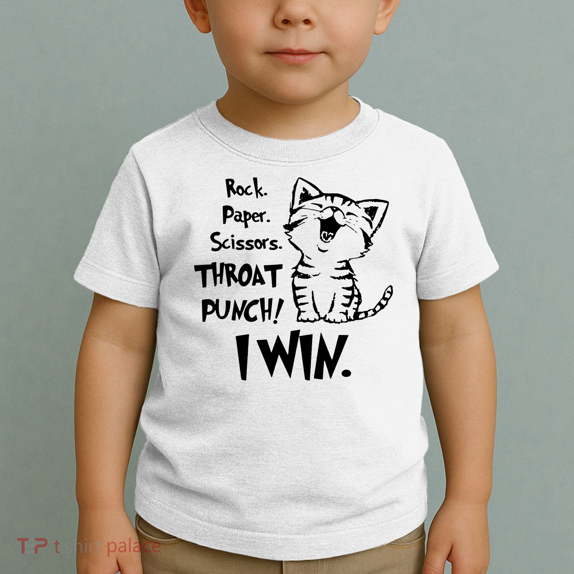 Cat Rock Paper Scissors Throat Punch I Win Toddler T-Shirt