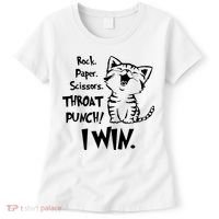 Cat Rock Paper Scissors Throat Punch I Win Women's T-Shirt thumb 0