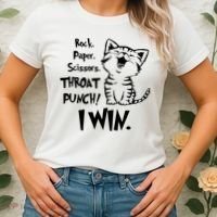 Cat Rock Paper Scissors Throat Punch I Win Women's T-Shirt thumb 2