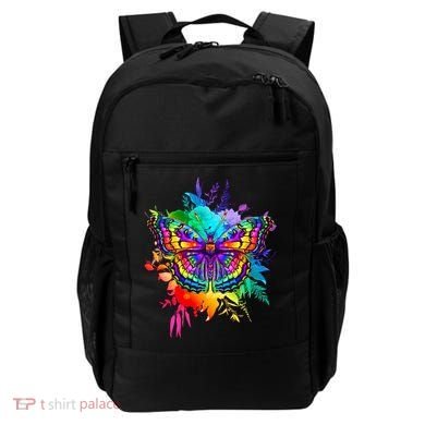 Colorful Rainbow Painted Butterfly Flowers Backpack