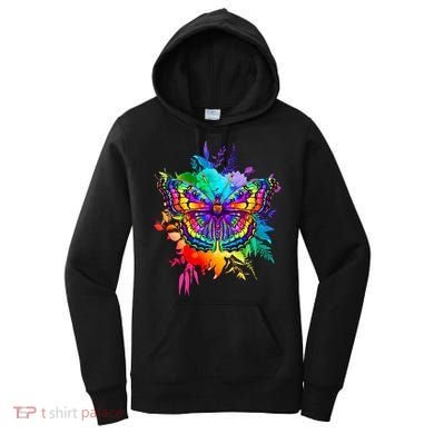 Colorful Rainbow Painted Butterfly Flowers Women's Hoodie