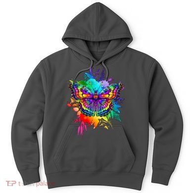 Colorful Rainbow Painted Butterfly Flowers Hoodie