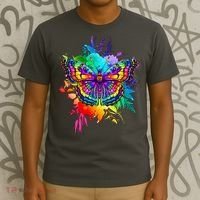 Colorful Rainbow Painted Butterfly Flowers T-Shirt thumb 3