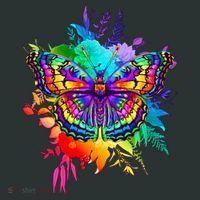 Colorful Rainbow Painted Butterfly Flowers T-Shirt thumb 7