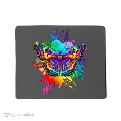 Colorful Rainbow Painted Butterfly Flowers Mousepad