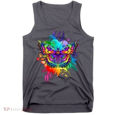 Colorful Rainbow Painted Butterfly Flowers Tank Top