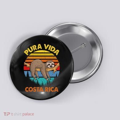 Costa Rica Pura Vida Sloth Button