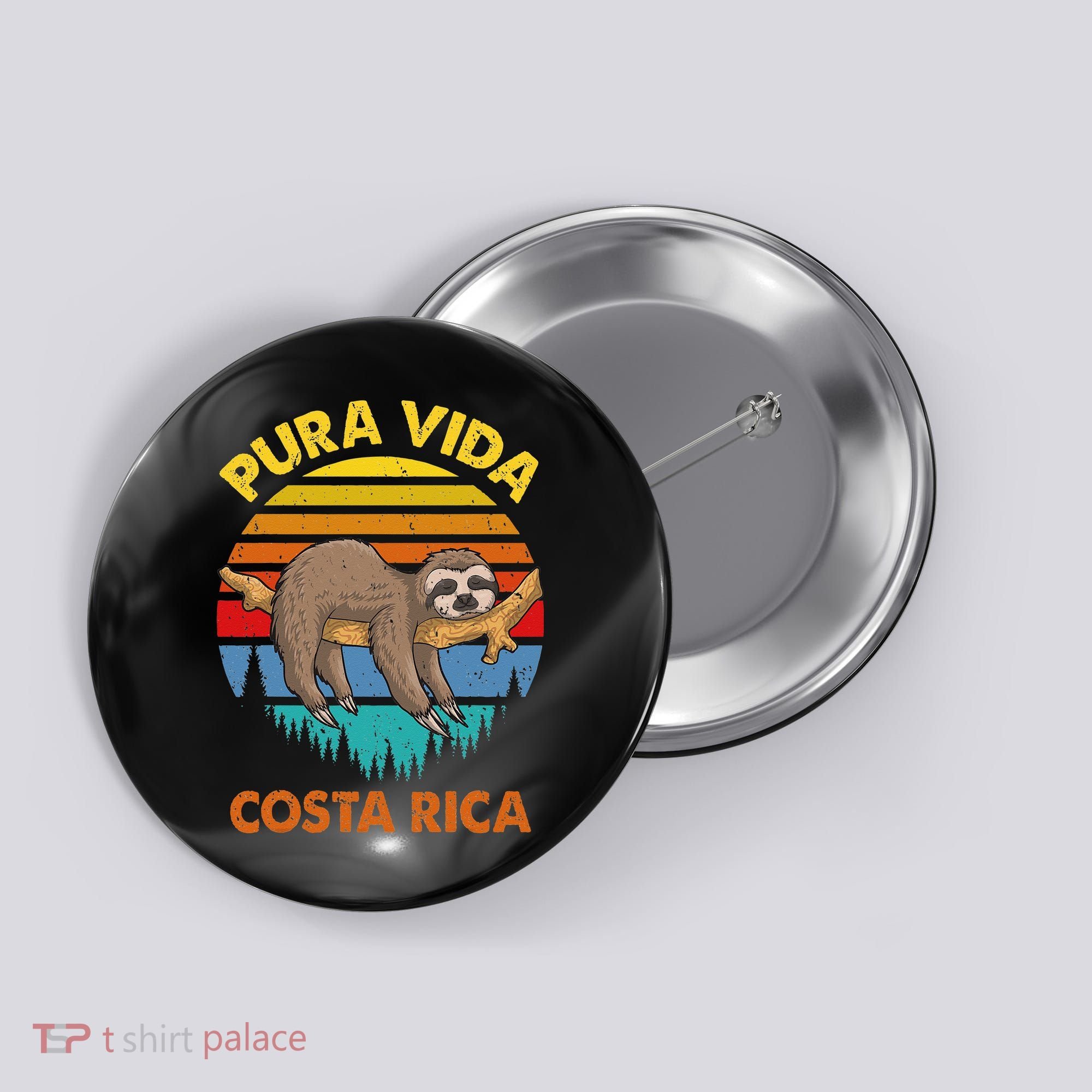 Costa Rica Pura Vida Sloth Button