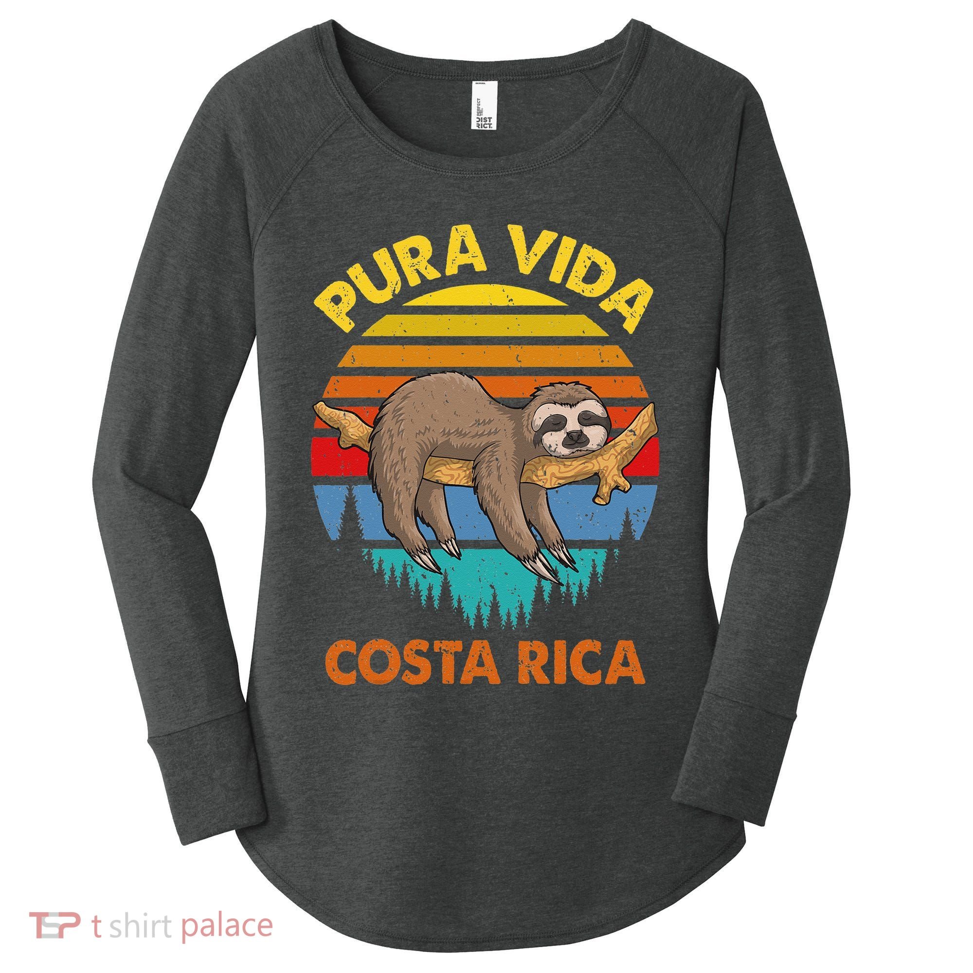 Costa Rica Pura Vida Sloth Women's Perfect Tri Tunic Long Sleeve Shirt