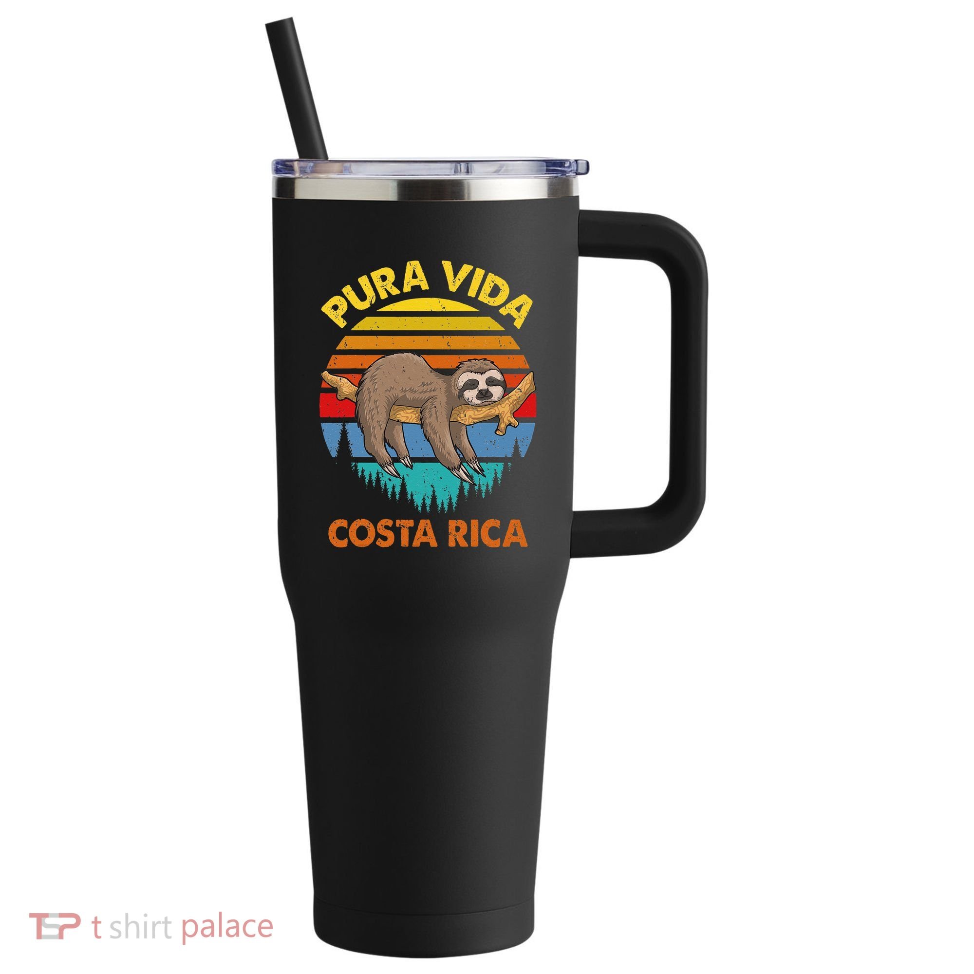 Costa Rica Pura Vida Sloth 40oz Vacuum Insulated Stainless Steel Travel Tumbler