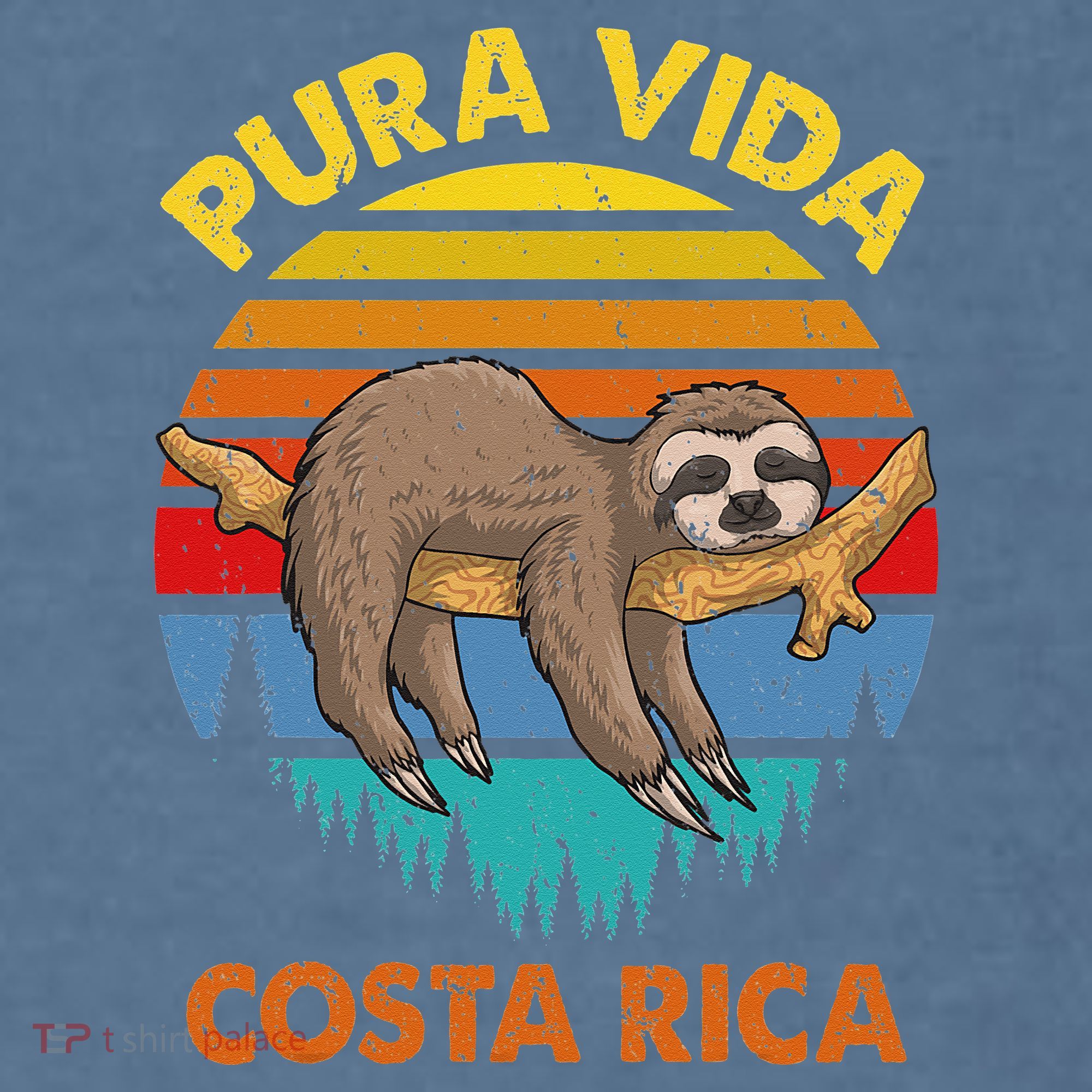 Costa Rica Pura Vida Sloth Comfort Colors Garment-Dyed Hooded Sweatshirt