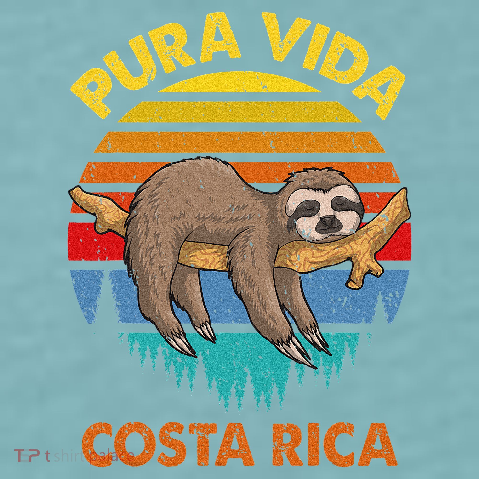 Costa Rica Pura Vida Sloth Sueded Cloud Jersey T-Shirt