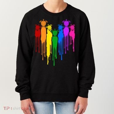 Cute Rainbow Painted Turtles Heart Women's Sweatshirt