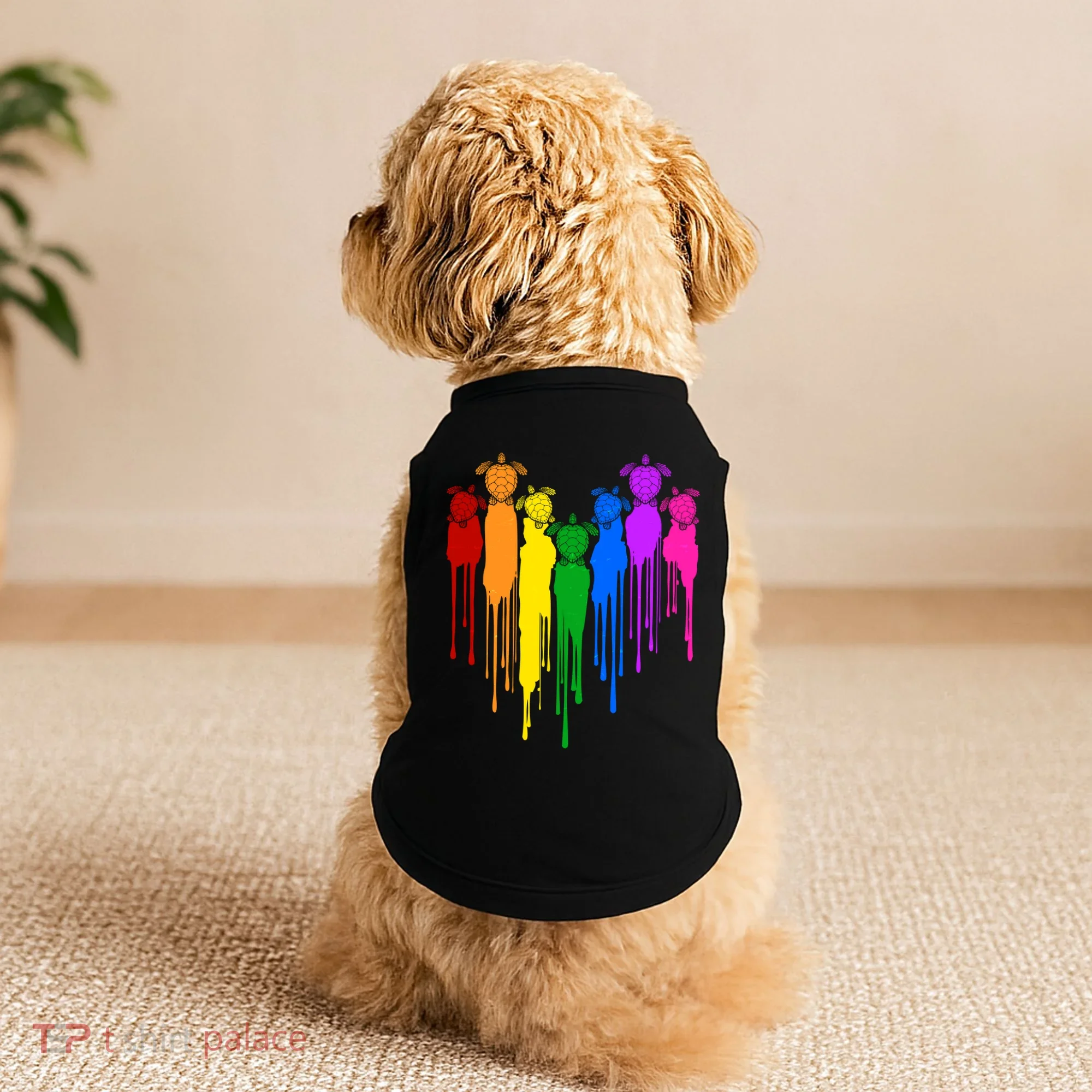 Cute Rainbow Painted Turtles Heart Doggie Tank