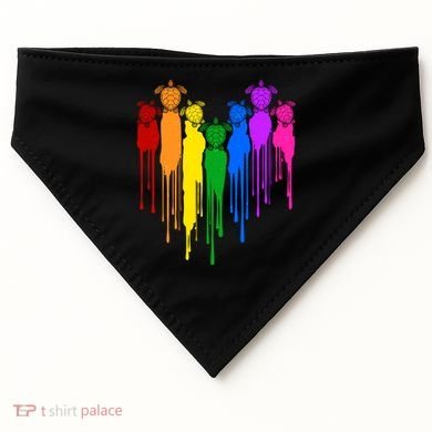 Cute Rainbow Painted Turtles Heart USA-Made Doggie Bandana