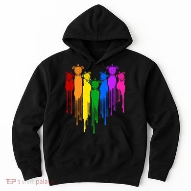 Cute Rainbow Painted Turtles Heart Hoodie