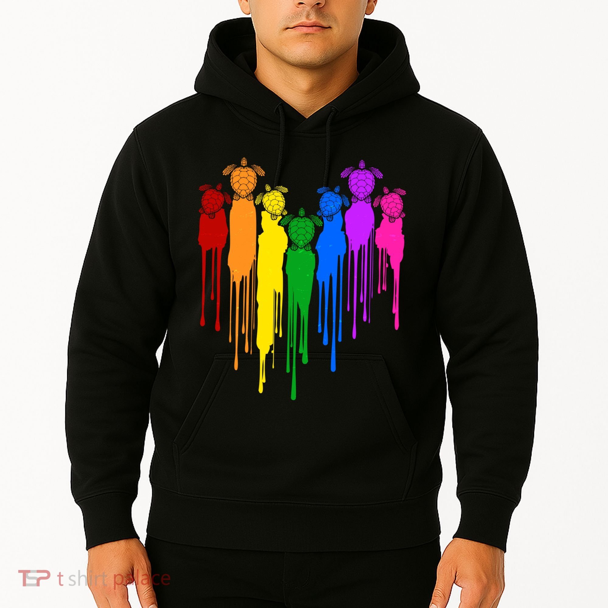 Cute Rainbow Painted Turtles Heart Hoodie