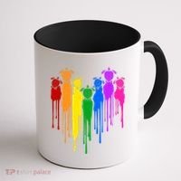 Cute Rainbow Painted Turtles Heart Coffee Mug thumb 1