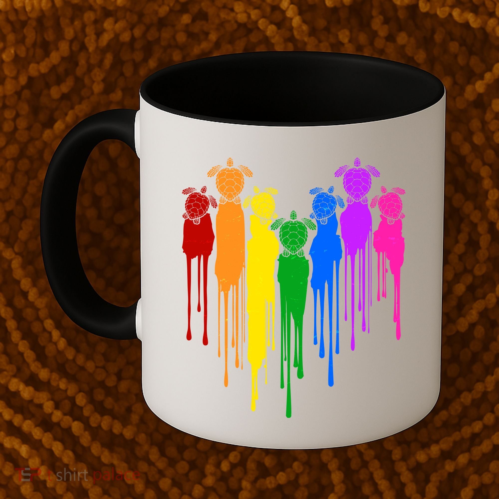 Cute Rainbow Painted Turtles Heart Coffee Mug