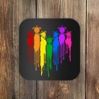 Cute Rainbow Painted Turtles Heart Coaster thumb 0