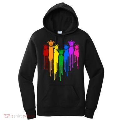 Cute Rainbow Painted Turtles Heart Women's Hoodie