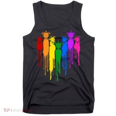Cute Rainbow Painted Turtles Heart Tank Top