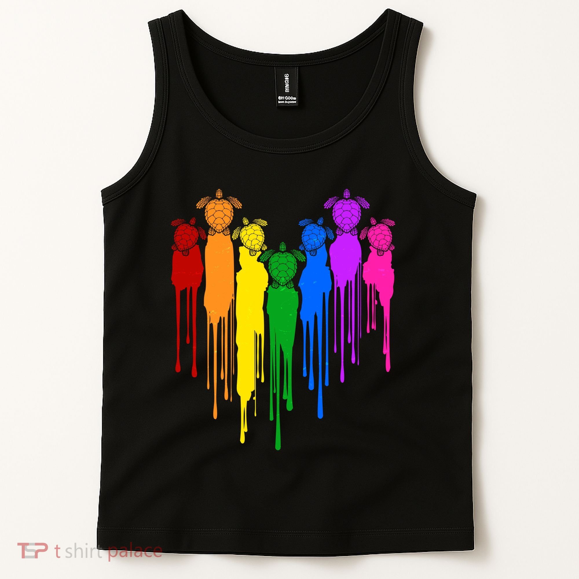 Cute Rainbow Painted Turtles Heart Tank Top