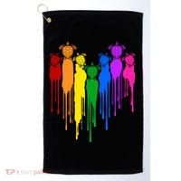 Cute Rainbow Painted Turtles Heart Golf Towel thumb 0