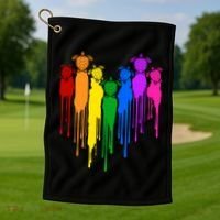 Cute Rainbow Painted Turtles Heart Golf Towel thumb 1