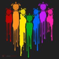 Cute Rainbow Painted Turtles Heart Golf Towel thumb 3