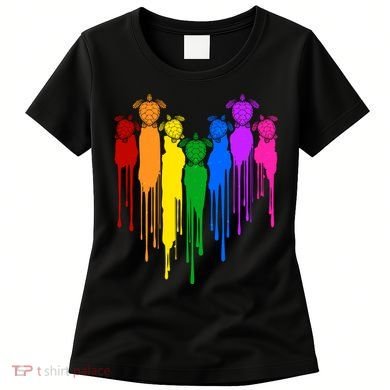 Cute Rainbow Painted Turtles Heart Women's T-Shirt