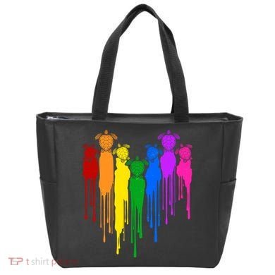 Cute Rainbow Painted Turtles Heart Tote Bag