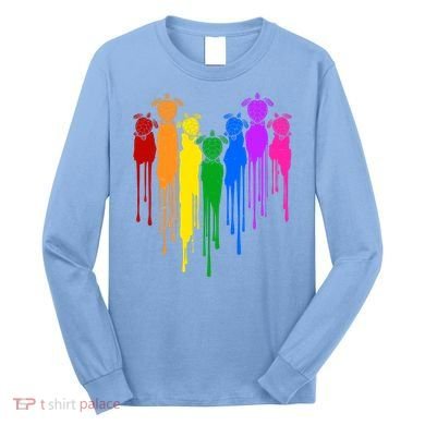 Cute Rainbow Painted Turtles Heart Long Sleeve Shirt
