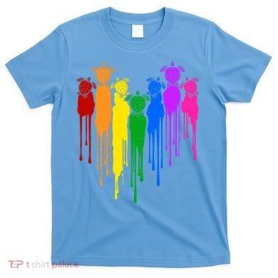 Cute Rainbow Painted Turtles Heart T-Shirt
